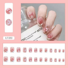 Camellia Pattern Press On Nails for Women - Long Lasting