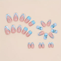 24pcs Glitter Heart Love French Square Press On Nails