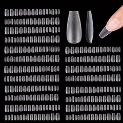 300pcs Clear Matte Short Coffin False Nails Tips & Glue Set for Nail Art
