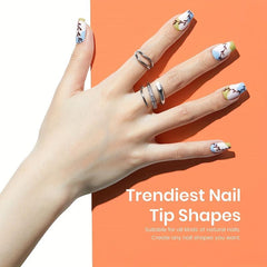 300pcs Clear Matte Short Coffin False Nails Tips & Glue Set for Nail Art