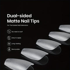 300pcs Clear Matte Short Coffin False Nails Tips & Glue Set for Nail Art