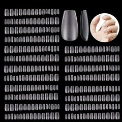 300pcs Clear Matte Short Coffin False Nails Tips & Glue Set for Nail Art