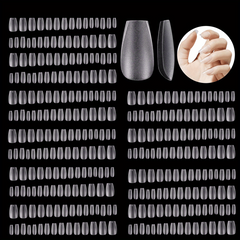 300pcs Clear Matte Short Coffin False Nails Tips & Glue Set for Nail Art