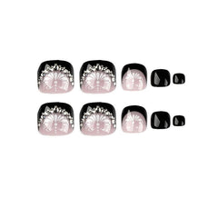 24PCS French Tip Press On Toenails Acrylic Stick Glue On Nails for Women