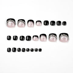 24PCS French Tip Press On Toenails Acrylic Stick Glue On Nails for Women