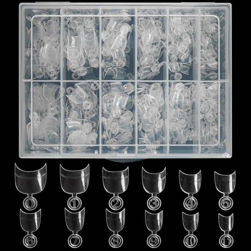 600PCS Oval Half Cover Nail Tips Clear False Nails 12 Sizes