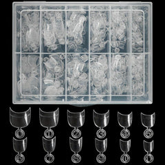 600PCS Oval Half Cover Nail Tips Clear False Nails 12 Sizes