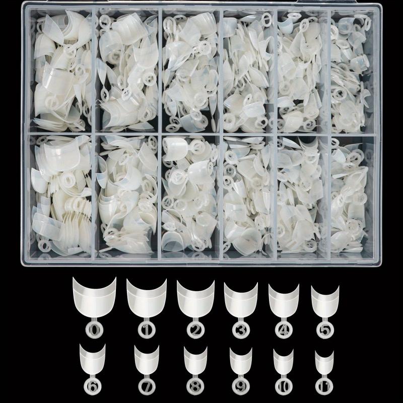 600PCS Oval Half Cover Nail Tips Clear False Nails 12 Sizes