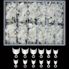 600PCS Oval Half Cover Nail Tips Clear False Nails 12 Sizes