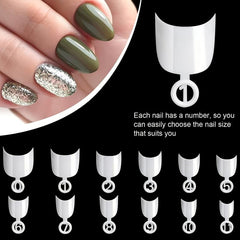 600PCS Oval Half Cover Nail Tips Clear False Nails 12 Sizes