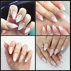French Style Stiletto Nail Tips Press On for Women Acrylic Easy to Apply