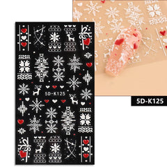 5D Christmas Nail Art Stickers Snowflakes Trees Clocks & More