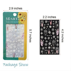 5D Christmas Nail Art Stickers Snowflakes Trees Clocks & More