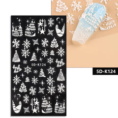 5D Christmas Nail Art Stickers Snowflakes Trees Clocks & More