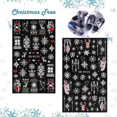 5D Christmas Nail Art Stickers Snowflakes Trees Clocks & More