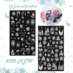 5D Christmas Nail Art Stickers Snowflakes Trees Clocks & More