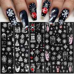 5D Christmas Nail Art Stickers Snowflakes Trees Clocks & More