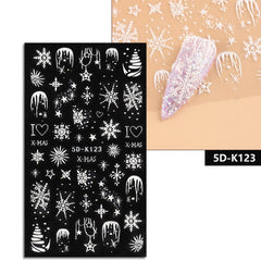 5D Christmas Nail Art Stickers Snowflakes Trees Clocks & More