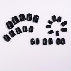 24 Pcs Solid Square Reusable False Nails Short with File and Jelly