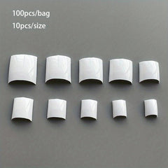 Square French Nail Tips Nature Press On Nail Tips 100pcs 10 Size