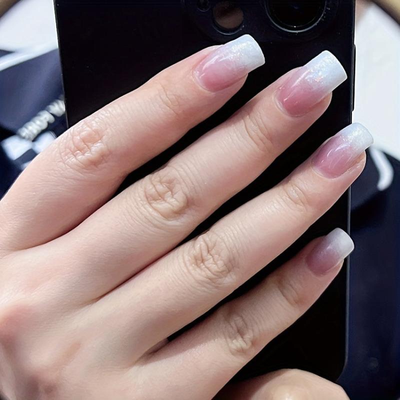 Square French Nail Tips Nature Press On Nail Tips 100pcs 10 Size