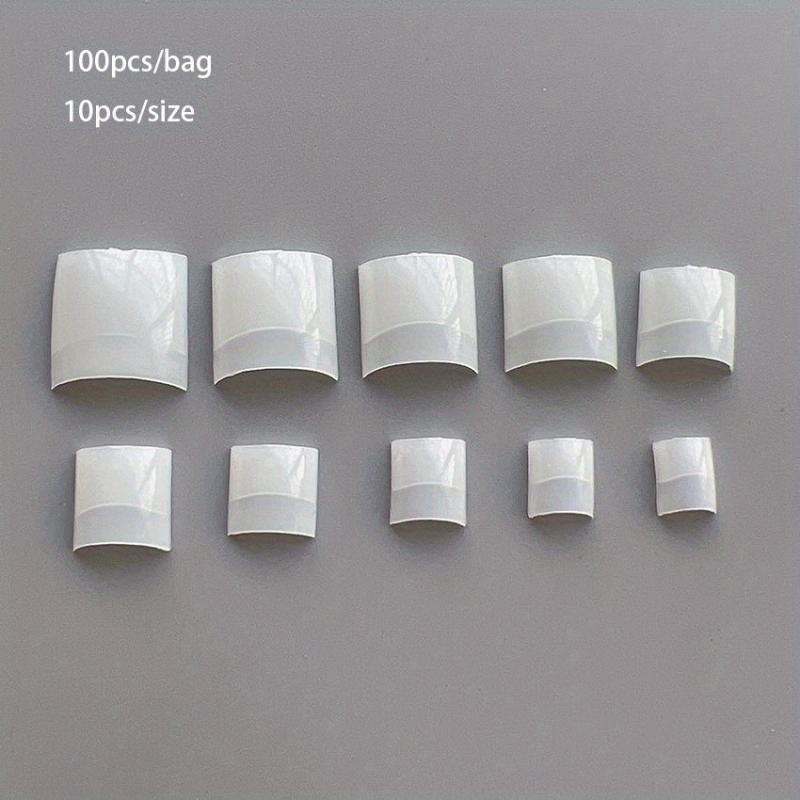 Square French Nail Tips Nature Press On Nail Tips 100pcs 10 Size
