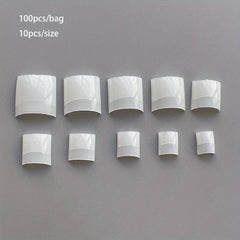 Square French Nail Tips Nature Press On Nail Tips 100pcs 10 Size