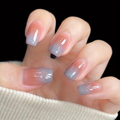 24pcs Grey Ballerina Press On Nails with Glitter and Nail File