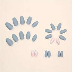 24pcs Grey Ballerina Press On Nails with Glitter and Nail File