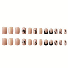 24pcs Snake Moon Tip Press On Nails Glue Sticker File