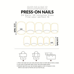 24pcs Snake Moon Tip Press On Nails Glue Sticker File