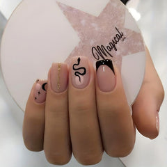 24pcs Snake Moon Tip Press On Nails Glue Sticker File