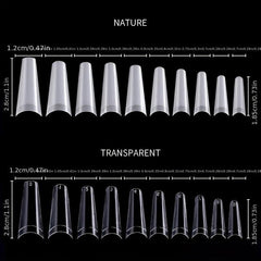 500pcs Soft Gel Nail Tips Natural Clear Acrylic Nail Tips Long Coffin Shaped