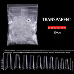 500pcs Soft Gel Nail Tips Natural Clear Acrylic Nail Tips Long Coffin Shaped