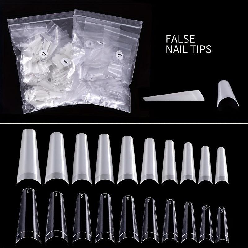 500pcs Soft Gel Nail Tips Natural Clear Acrylic Nail Tips Long Coffin Shaped