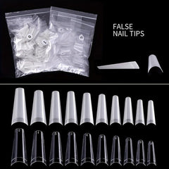 500pcs Soft Gel Nail Tips Natural Clear Acrylic Nail Tips Long Coffin Shaped