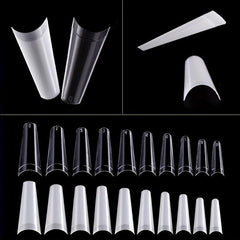 500pcs Soft Gel Nail Tips Natural Clear Acrylic Nail Tips Long Coffin Shaped