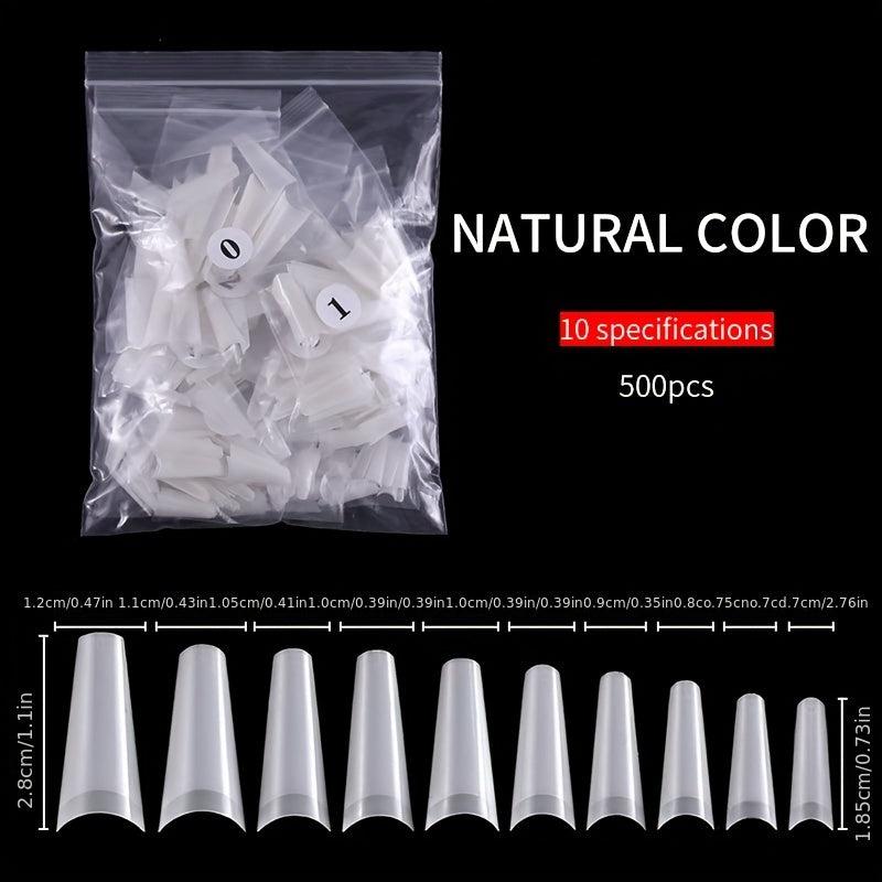 500pcs Soft Gel Nail Tips Natural Clear Acrylic Nail Tips Long Coffin Shaped