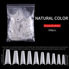 500pcs Soft Gel Nail Tips Natural Clear Acrylic Nail Tips Long Coffin Shaped
