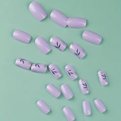 24pcs Glossy Flower Press On Nails with Glitter and Sequins