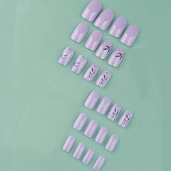 24pcs Glossy Flower Press On Nails with Glitter and Sequins