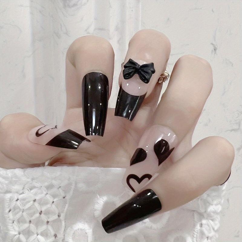 Pink Acrylic Press On Nails with Gems Full Cover False Nails for Women
