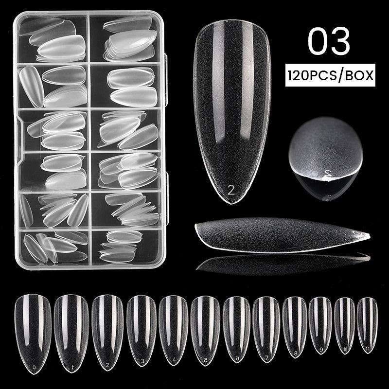 120 pcs Clear Straight Tapered Square Full Cover Press On False Nail Tips