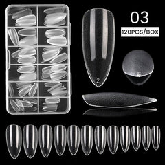 120 pcs Clear Straight Tapered Square Full Cover Press On False Nail Tips