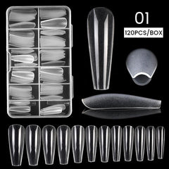 120 pcs Clear Straight Tapered Square Full Cover Press On False Nail Tips