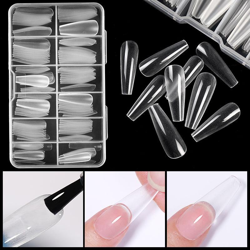 120 pcs Clear Straight Tapered Square Full Cover Press On False Nail Tips