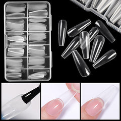 120 pcs Clear Straight Tapered Square Full Cover Press On False Nail Tips