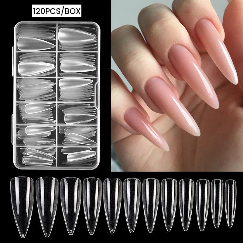 120 pcs Clear Straight Tapered Square Full Cover Press On False Nail Tips