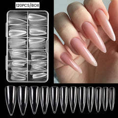 120 pcs Clear Straight Tapered Square Full Cover Press On False Nail Tips