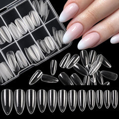 120 pcs Clear Straight Tapered Square Full Cover Press On False Nail Tips